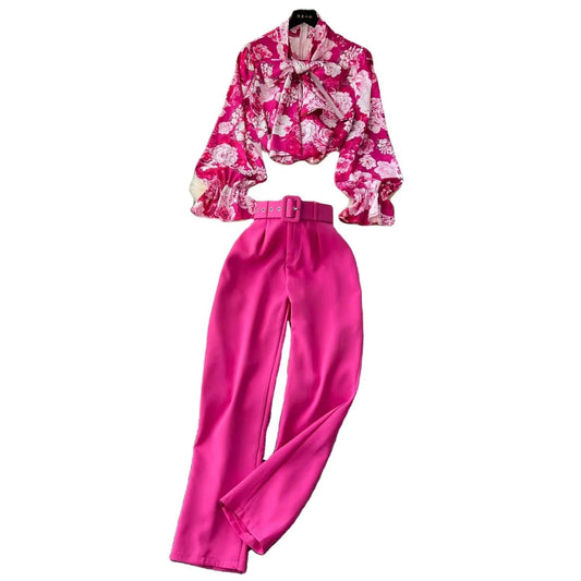 Autumn/winter 2024 African Loose Plus Size Casual Printed Long Sleeve Shirt And Wide-leg Pants Women Two Pieces Set
