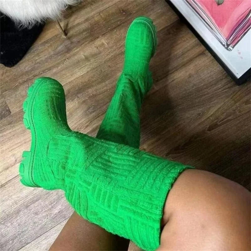 Autumn/Winter Luxury New Women Thick-soled Thick-heeled Warm Boots/ Women's Towel Cotton Boots Motorcycle Boots Chelsea Boots