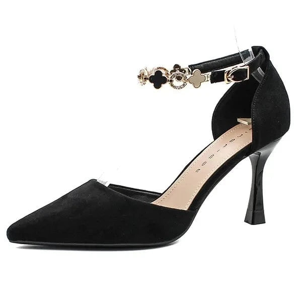 Autumn Women Stilettos Versatile Suede Pointed-toe Zapatos De Mujer Wrap-toe Hollow Out High Heel Pumps Ladies Daily Dating Shoe