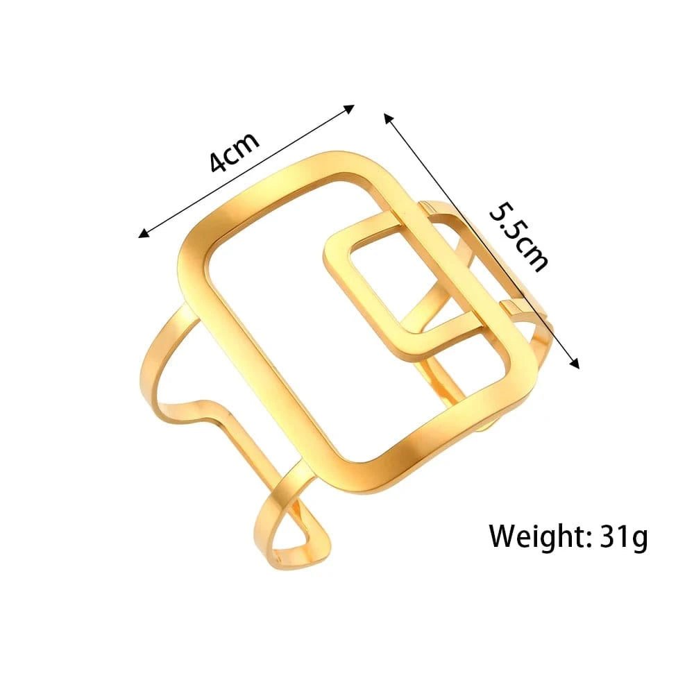 B0245 Dropshipping Boho Open Cuff Bangle Stainless Steel Bangle Bracelet Gold Plated Bangles Jewelry Women