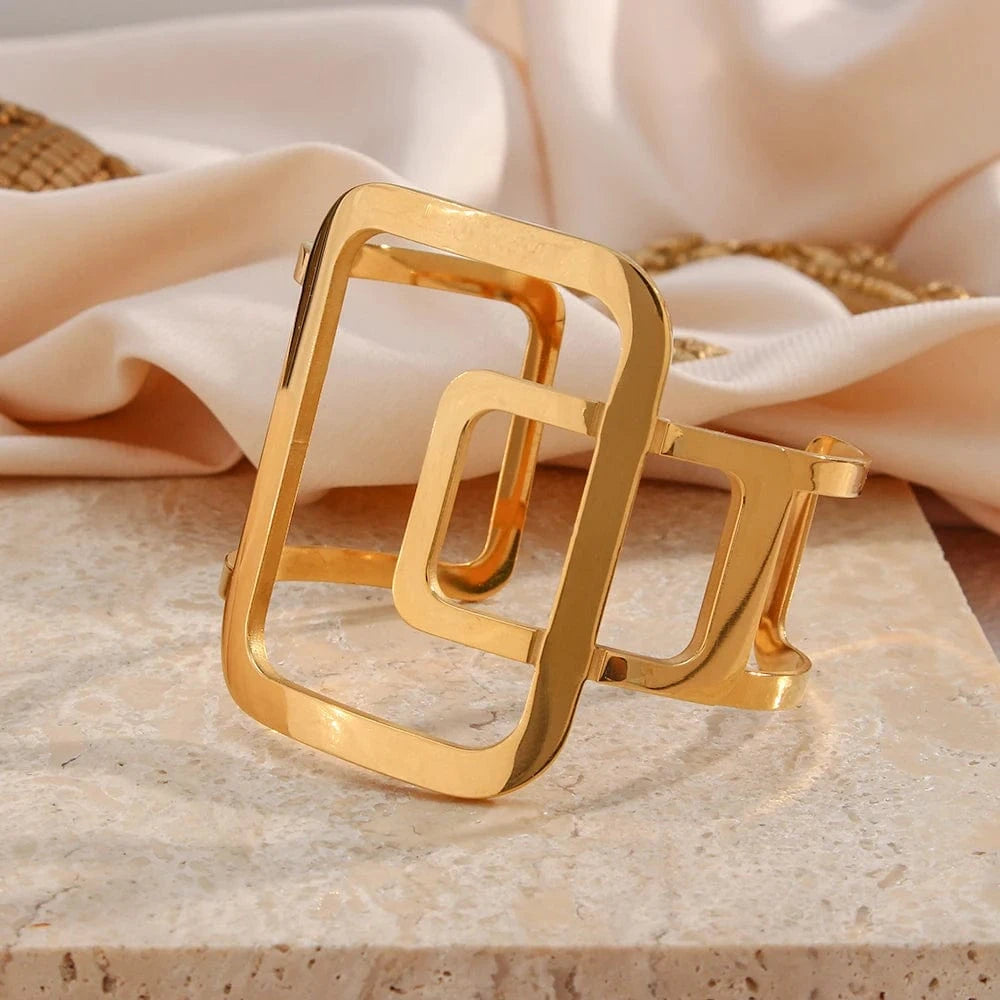 B0245 Dropshipping Boho Open Cuff Bangle Stainless Steel Bangle Bracelet Gold Plated Bangles Jewelry Women