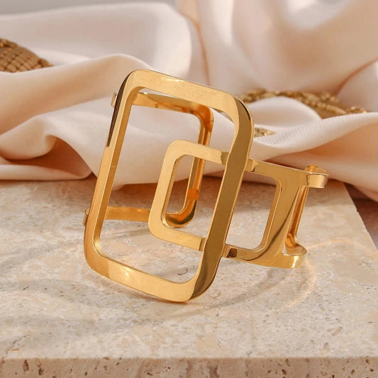 B0245 Dropshipping Boho Open Cuff Bangle Stainless Steel Bangle Bracelet Gold Plated Bangles Jewelry Women