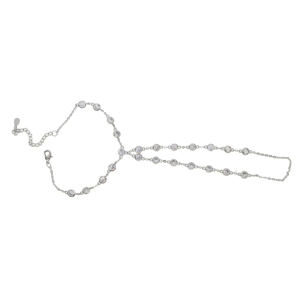 B176-Silver wedding engagement jewelry European women fashion hand chain cz station statement silver gold plated cz slave bracelet