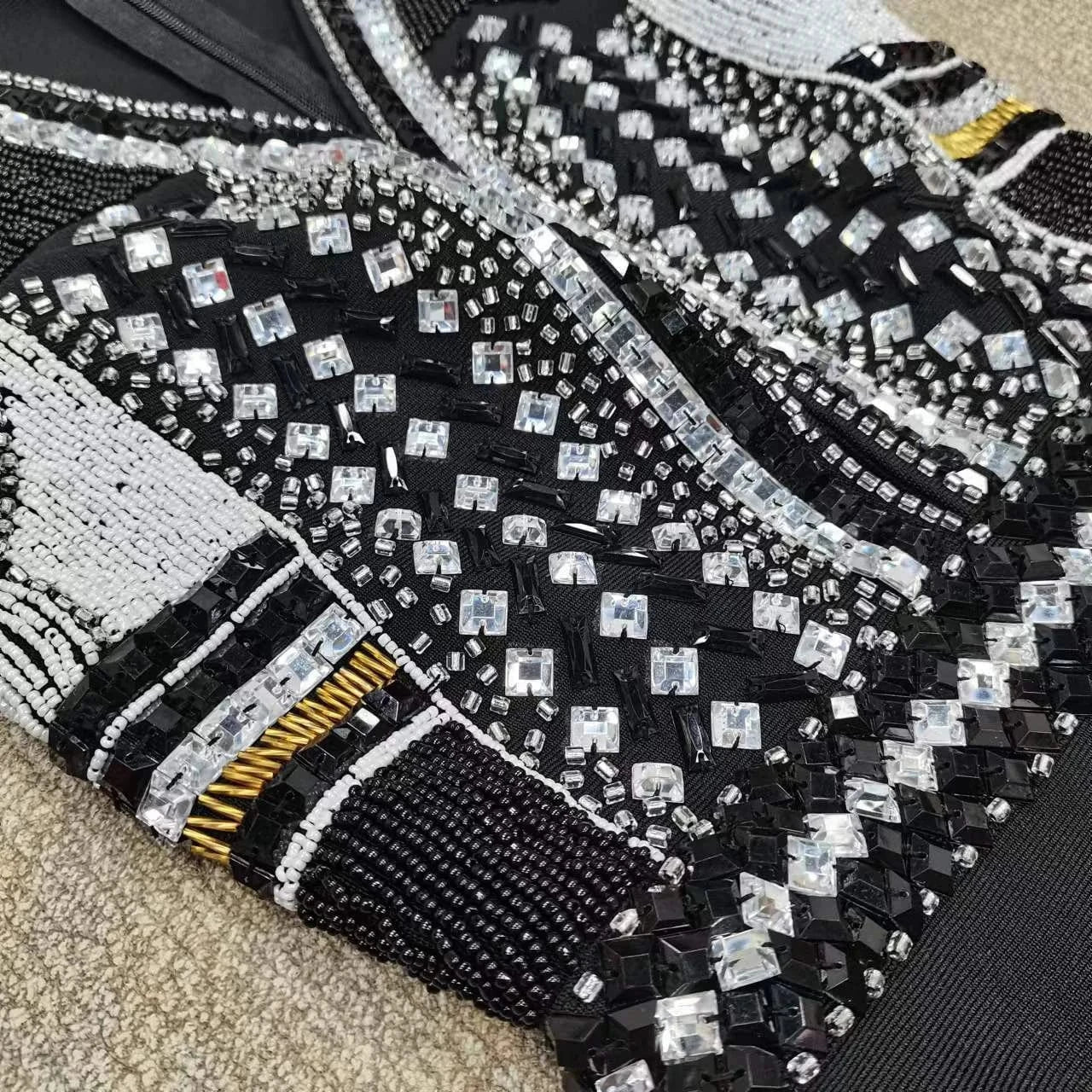 BA257 Sexy Deep V Beading Bandage Jumpsuit Women Summer 2023 Sleeveless High Waist Pencil Pants Bodysuits Original One Pieces