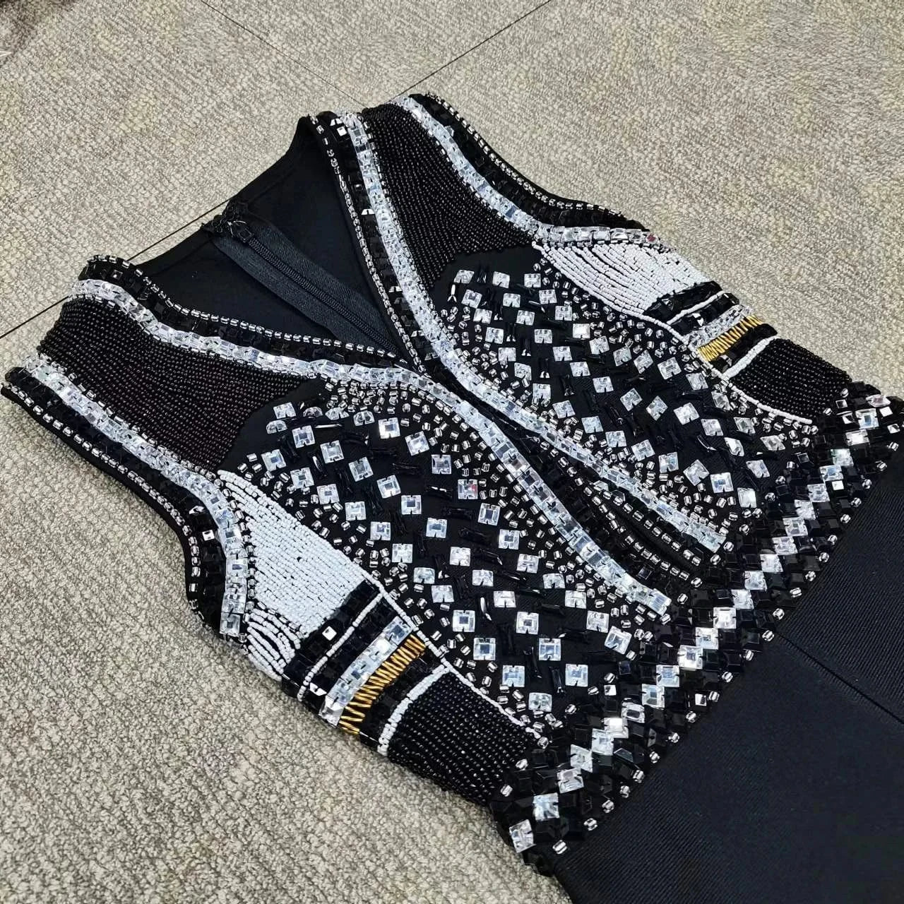 BA257 Sexy Deep V Beading Bandage Jumpsuit Women Summer 2023 Sleeveless High Waist Pencil Pants Bodysuits Original One Pieces