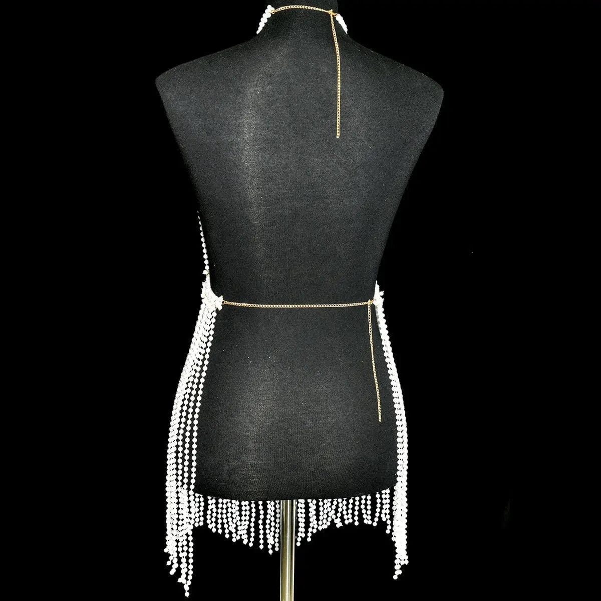 backless dress / backless dress Sexy Body Chain  Fringe Chest Chain Handmade Pearl Backless Dress Party Nightclub Body Accessories Jewelry for Women and Girls