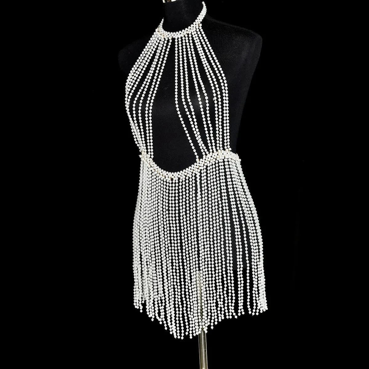 backless dress / backless dress Sexy Body Chain  Fringe Chest Chain Handmade Pearl Backless Dress Party Nightclub Body Accessories Jewelry for Women and Girls