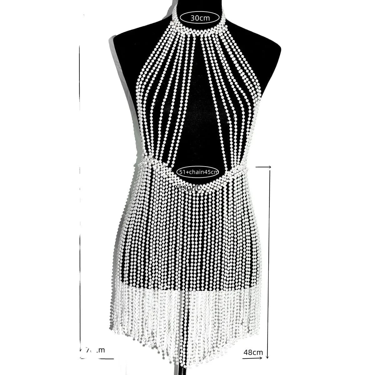 backless dress / backless dress Sexy Body Chain  Fringe Chest Chain Handmade Pearl Backless Dress Party Nightclub Body Accessories Jewelry for Women and Girls