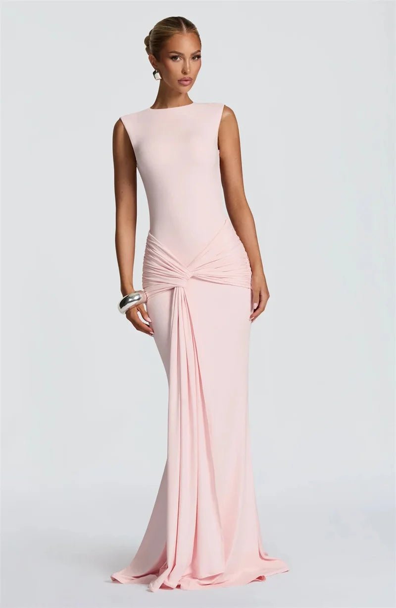 Backless Ruched Maxi Dress - SN Wigs & More