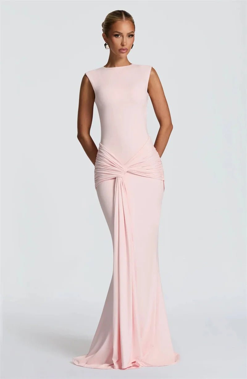 Backless Ruched Maxi Dress - SN Wigs & More