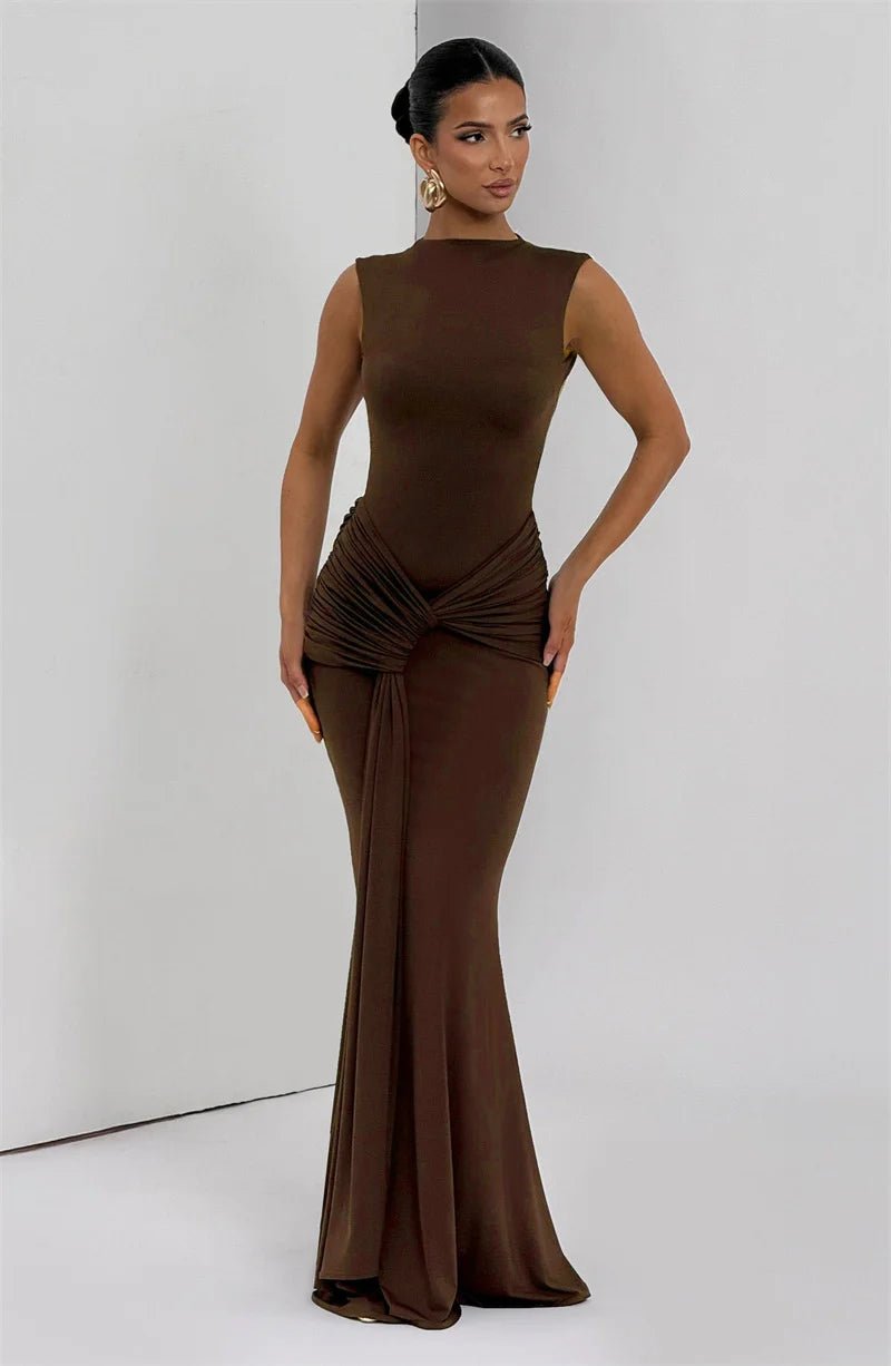 Backless Ruched Maxi Dress - SN Wigs & More