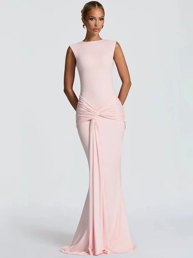Backless Ruched Maxi Dress - SN Wigs & More