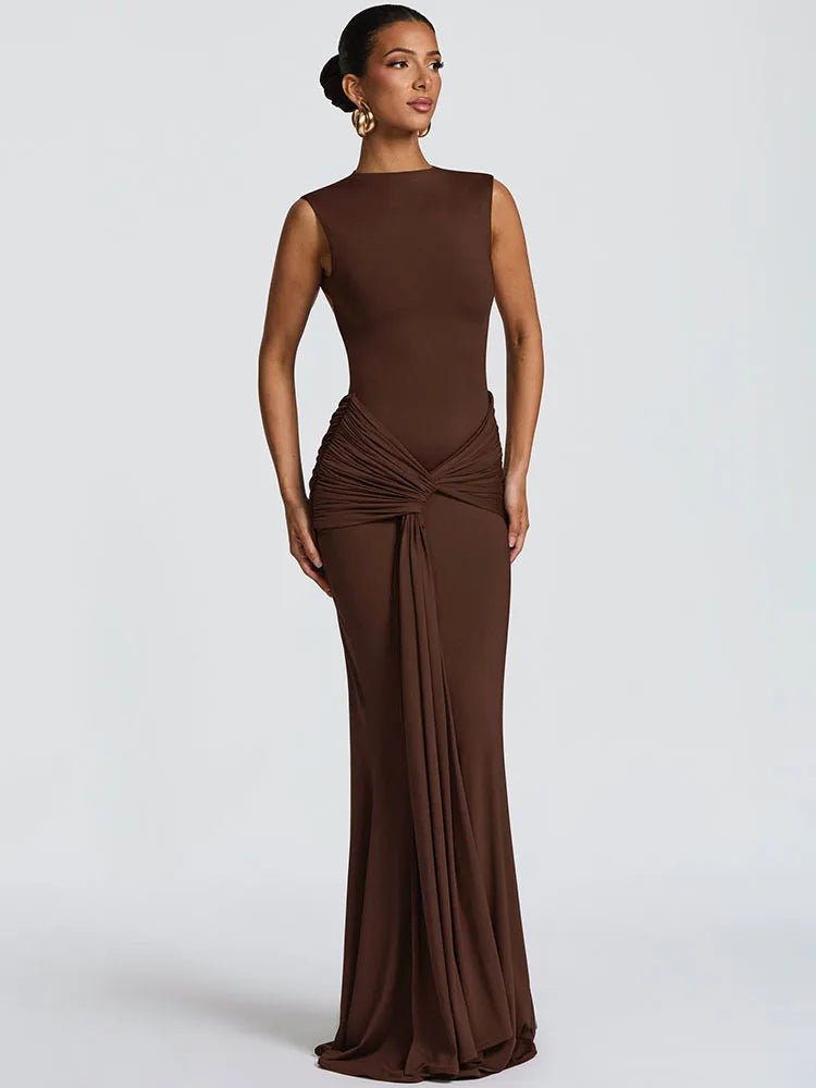 Backless Ruched Maxi Dress - SN Wigs & More