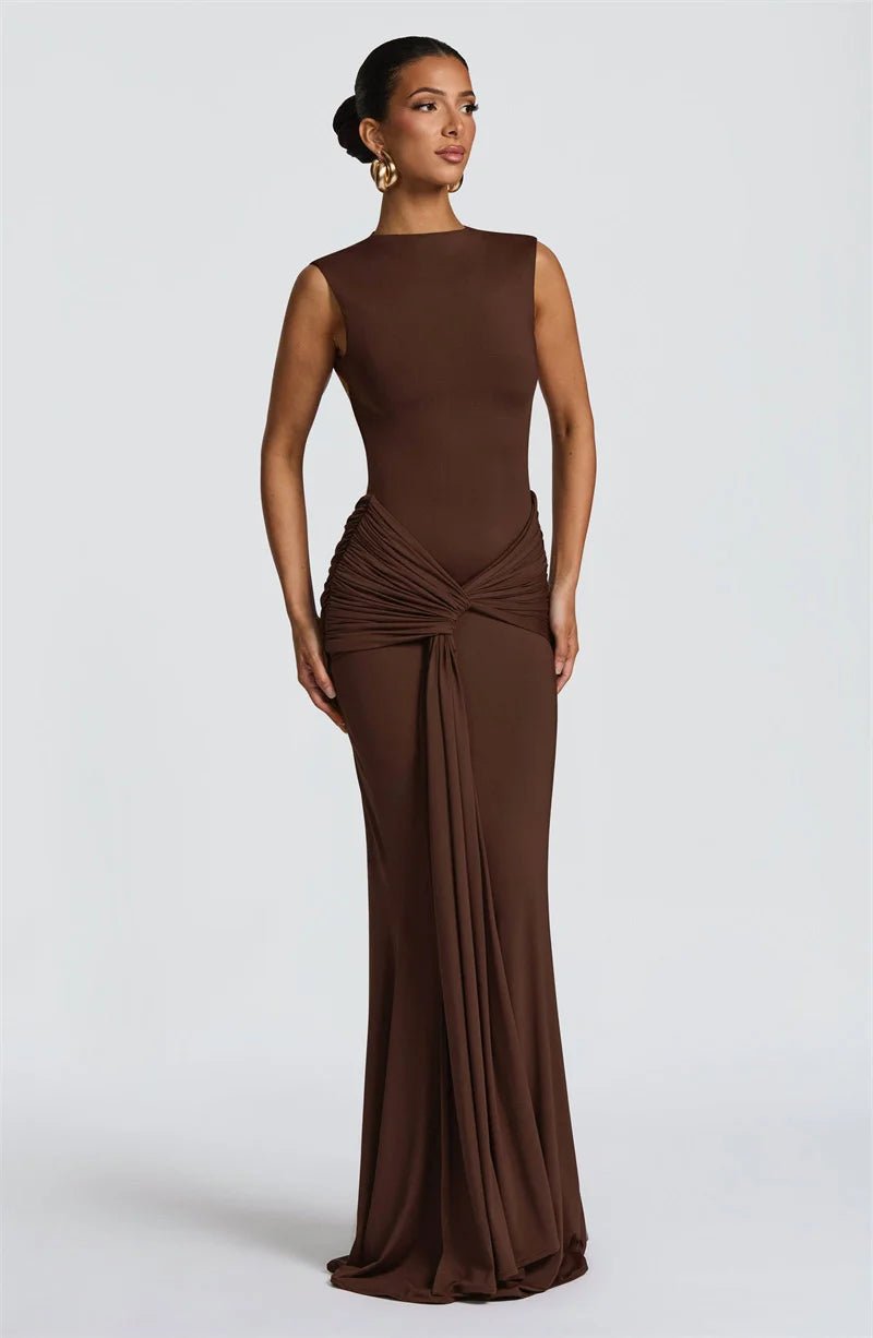 Backless Ruched Maxi Dress - SN Wigs & More