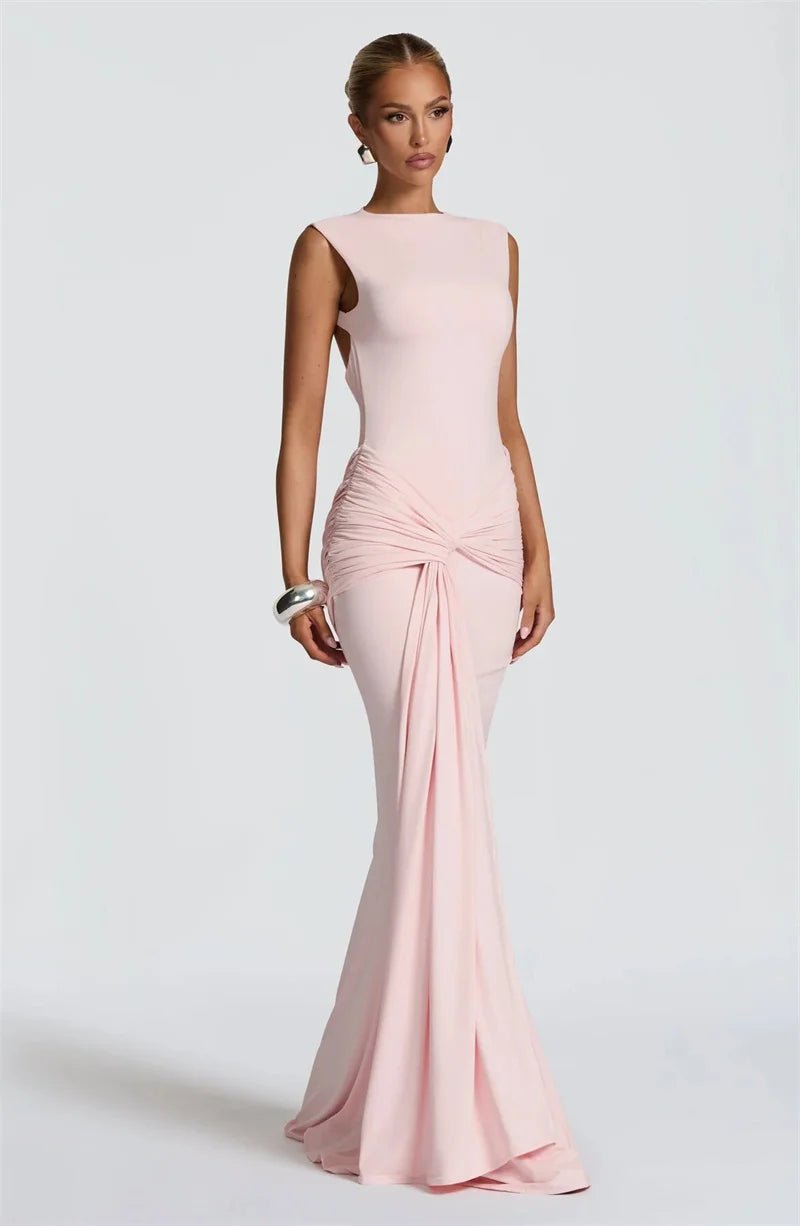 Backless Ruched Maxi Dress - SN Wigs & More