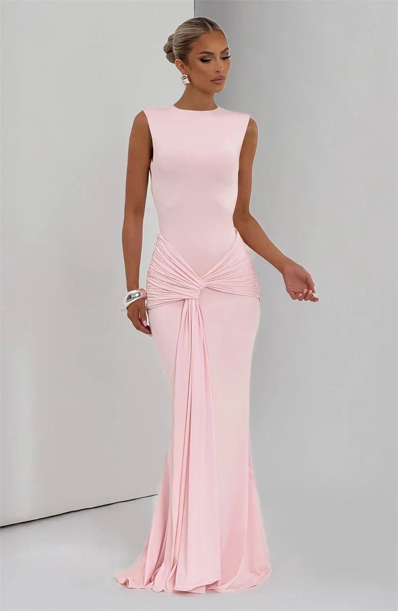 Backless Ruched Maxi Dress - SN Wigs & More
