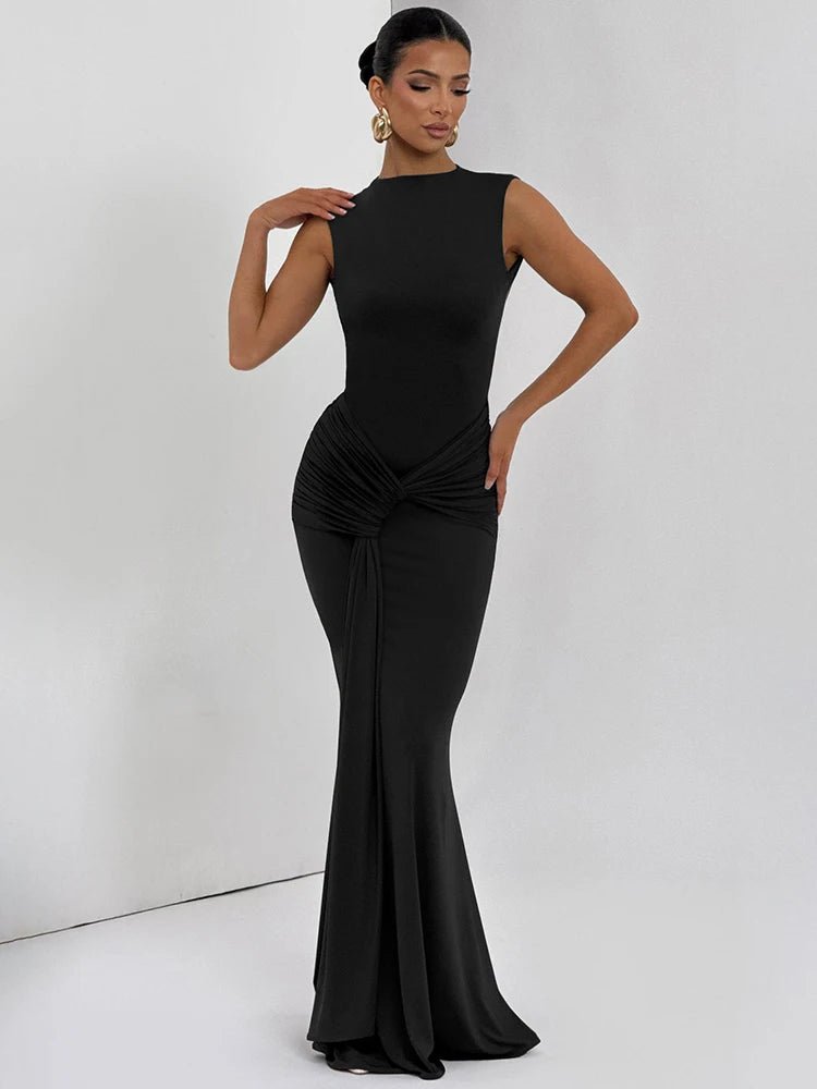 Backless Ruched Maxi Dress - SN Wigs & More