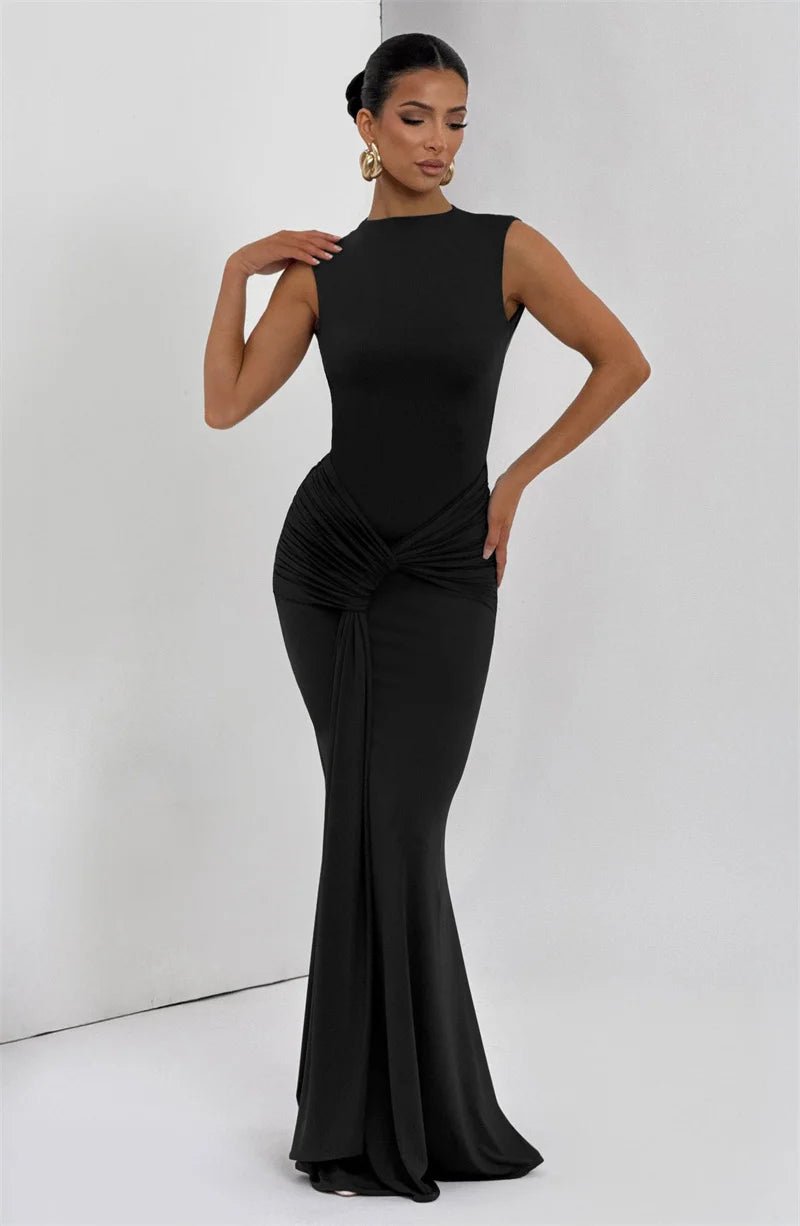 Backless Ruched Maxi Dress - SN Wigs & More