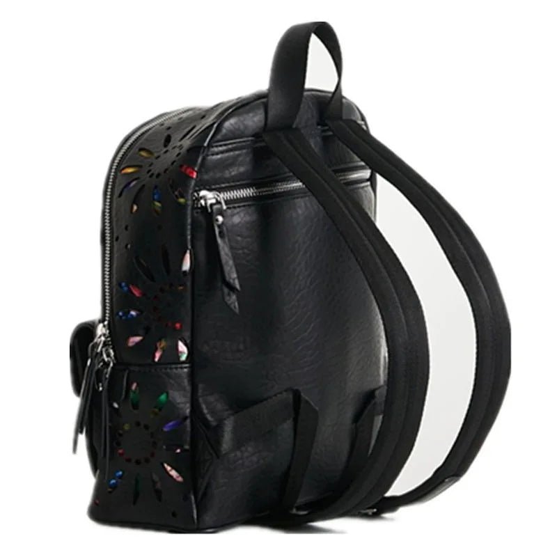 Backpack With Delicate Hollow Flower Embellishment – Casual Everyday Minimalist Style - SN Wigs & More