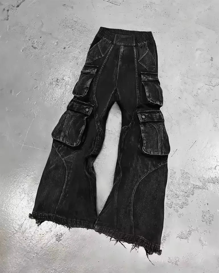 Baggy Denim Jeans Zippered Ripped Detailing Streetwear Gothic Style - SN Wigs & More