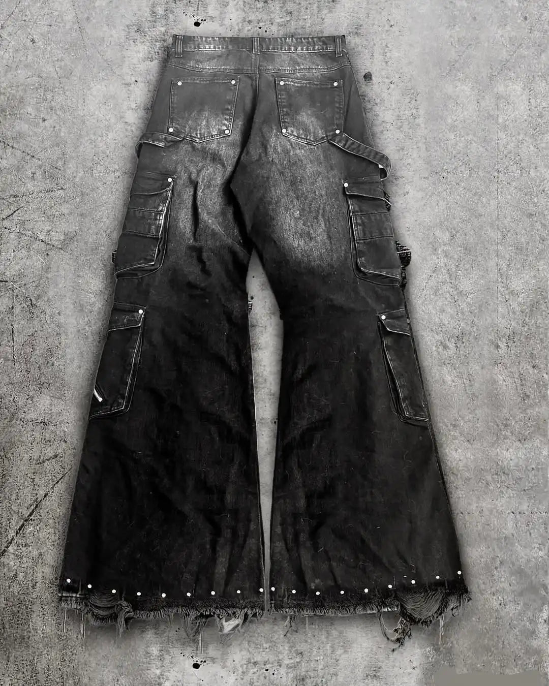 Baggy Denim Jeans Zippered Ripped Detailing Streetwear Gothic Style - SN Wigs & More