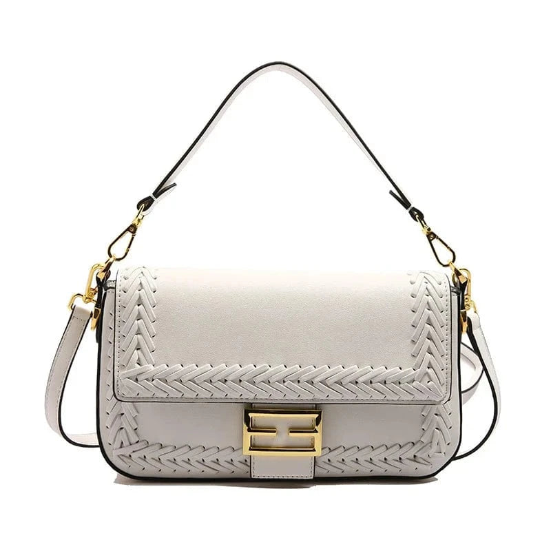 bai 2025 Designer Shoulder Bag Collection - Bamboo Woven Crossbody Saddle Bag, Elegant Top Handle Hobo Purse with Chain Strap