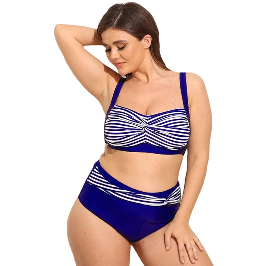 Bathing Suit Stripped Tank Big Breasts Swimsuit Striped High Waist Swimwear Women XXXL Plus Size 2024 Large Size 4 Color Adults