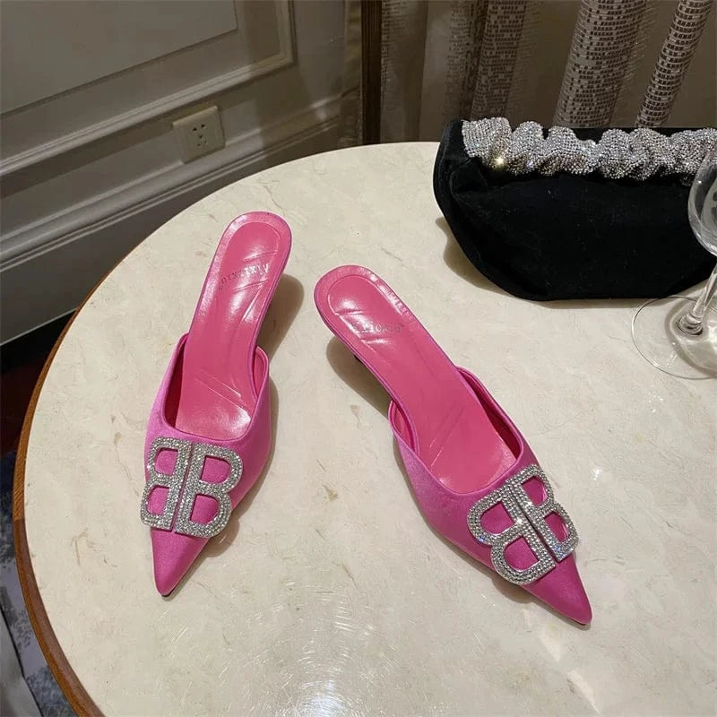 BB Summer Shoes Women New High Heel Sandals Women's Pointed Thin Heels Banquet Simple High Heels Sandals Women