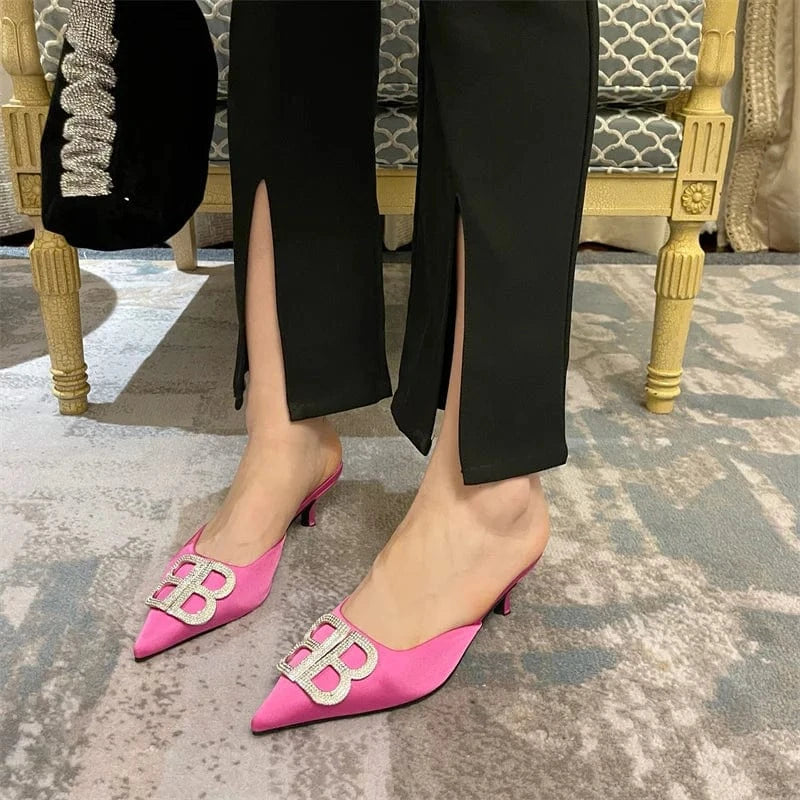 BB Summer Shoes Women New High Heel Sandals Women's Pointed Thin Heels Banquet Simple High Heels Sandals Women