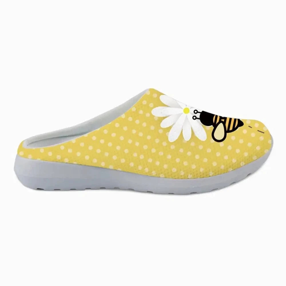 Beach Sandals Bee Yellow Printed Latest Girl Footwear Design Summer Slippers For Women Ladies