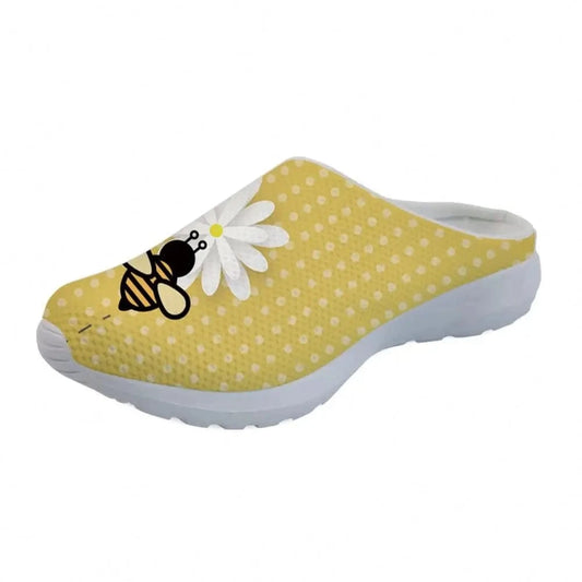Beach Sandals Bee Yellow Printed Latest Girl Footwear Design Summer Slippers For Women Ladies