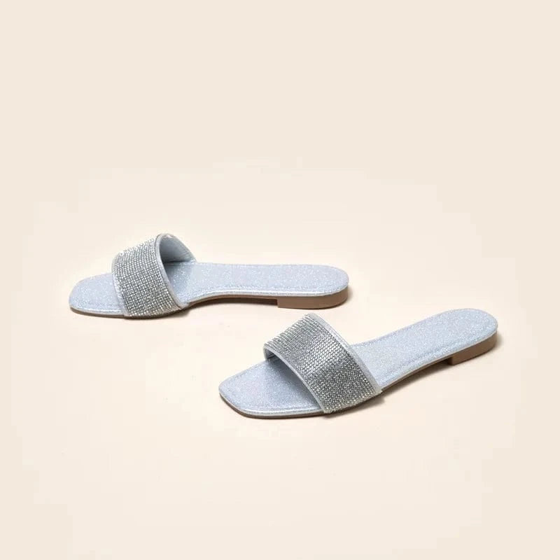 Beach shiny flat slippers gold color high heels woman sandals   boutique sandals for women