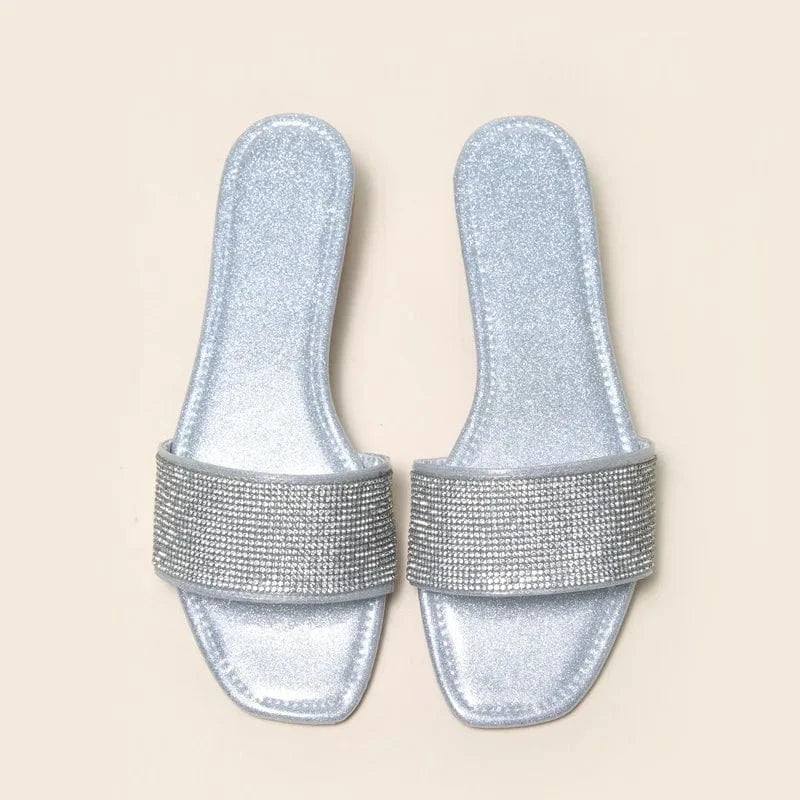 Beach shiny flat slippers gold color high heels woman sandals   boutique sandals for women