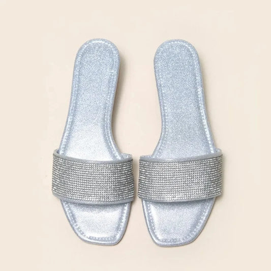 Beach shiny flat slippers gold color high heels woman sandals   boutique sandals for women