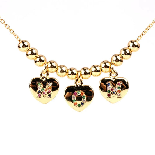 Beads Handmade Women Mama Letter Stainless Gold Plated Link Chain Mom Crystal Diamond Rhinestone Necklace Pendant