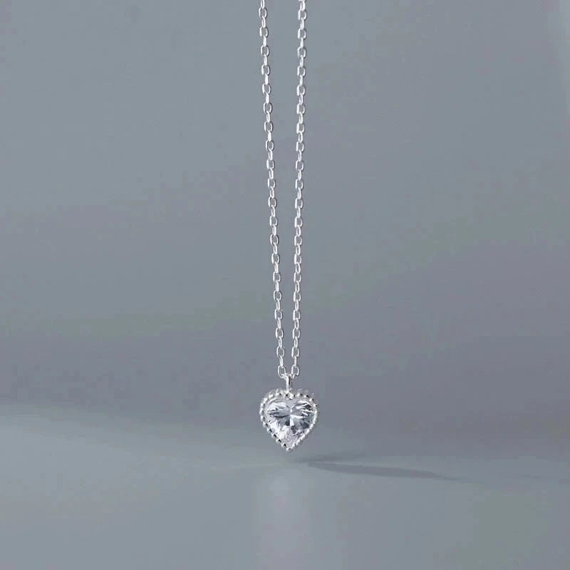 Beautiful Jewelry AAA CZ Zircon Heart Pendant Necklaces Women 925 Sterling Silver Jewelry