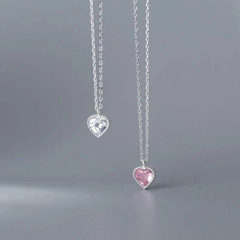Beautiful Jewelry AAA CZ Zircon Heart Pendant Necklaces Women 925 Sterling Silver Jewelry
