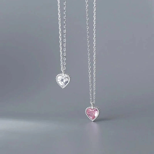 Beautiful Jewelry AAA CZ Zircon Heart Pendant Necklaces Women 925 Sterling Silver Jewelry