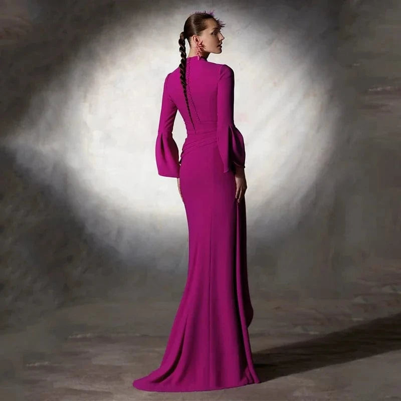 Beautyblue Evening Dresses Female Maxi Dress Fashion Deep V-Neck Irregular Front Split Folds A-Line Bodycon Women's Party Robes