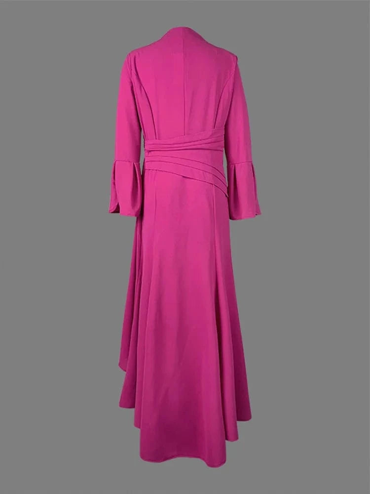 Beautyblue Evening Dresses Female Maxi Dress Fashion Deep V-Neck Irregular Front Split Folds A-Line Bodycon Women's Party Robes