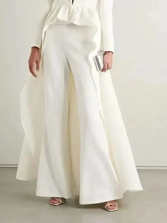 Beautyblue White Pants for Women High Waist Pants New Casual Solid Color Simple Bootcut Pant Elegant Office Commute Female