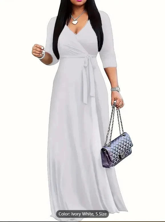 Beige / XXL Women Sexy Bodycon Beach Bohemian Maxi Splicing Floral Print Dress for Women Casual Summer Sundress V-Neck 3/4 Sleeve