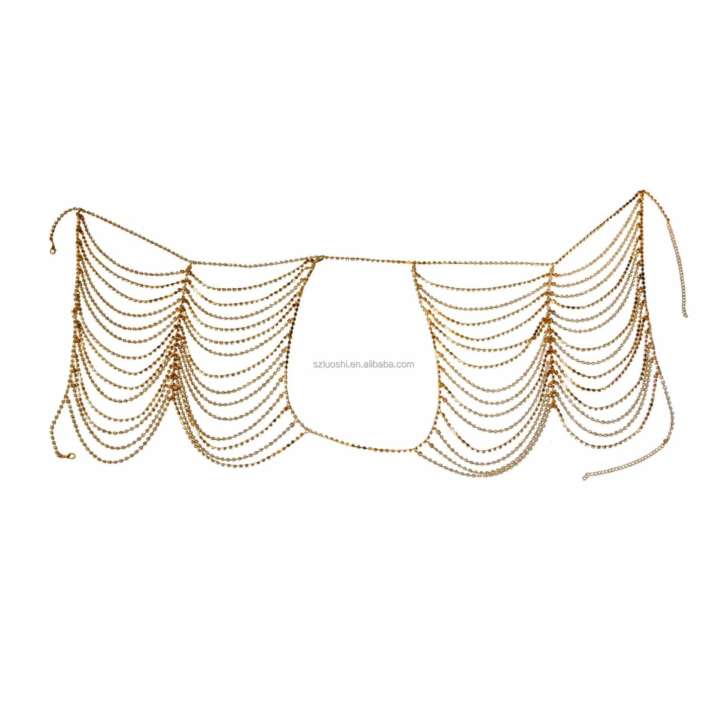 Belly Waist Chain / Yellow Gold 2024 Rhinestone Multilayered Belly Chain Club Wear Sexy See Through Hollow Link Skirt Body Jewelry Tassel Crystal Belly Waist Chain
