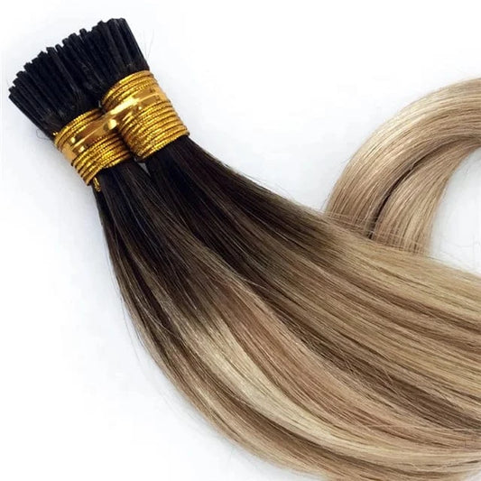 Best Italian keratin glue 100 virgin  remy human hair aliexpress ombre color double drawn I  tip hair extension wholesale
