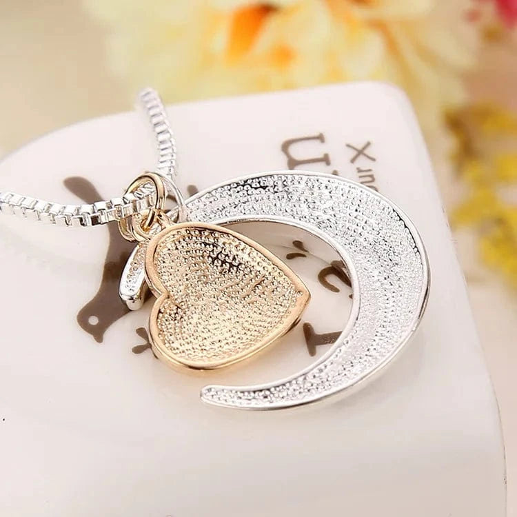 Best Mother's Day Gifts I Love You To the Moon and Back Moon Heart Pendant Necklace