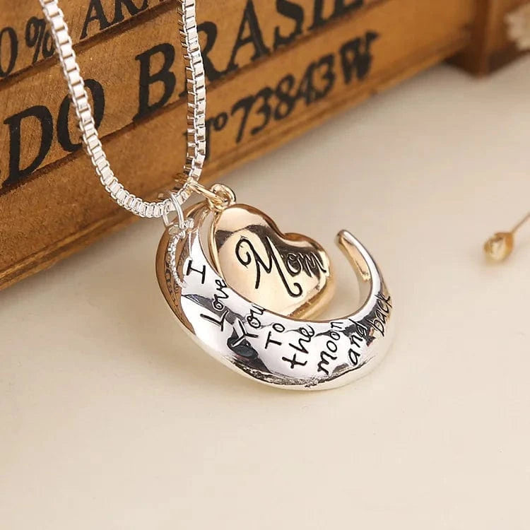 Best Mother's Day Gifts I Love You To the Moon and Back Moon Heart Pendant Necklace