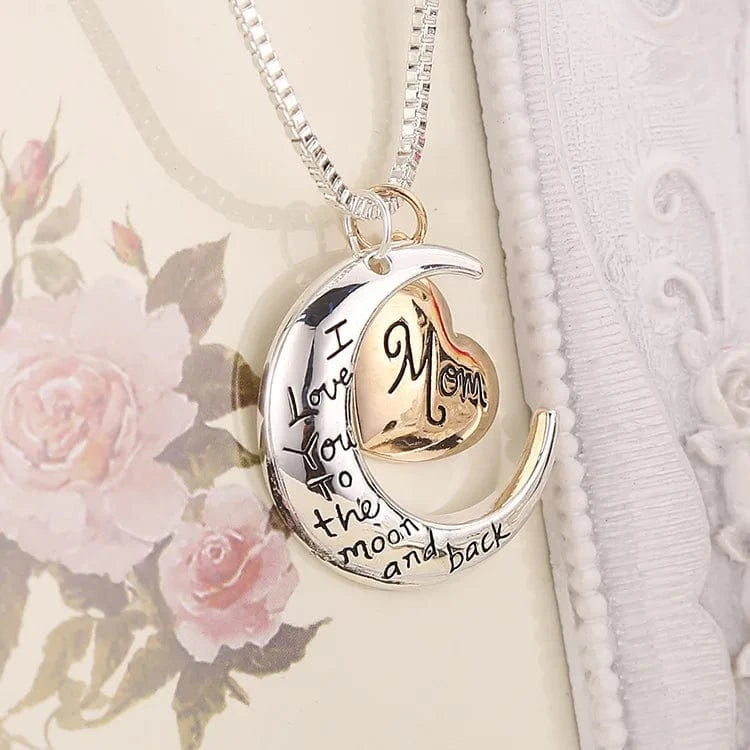 Best Mother's Day Gifts I Love You To the Moon and Back Moon Heart Pendant Necklace