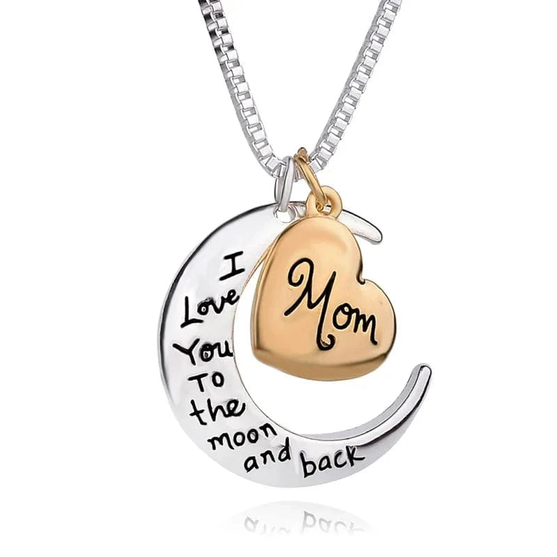 Best Mother's Day Gifts I Love You To the Moon and Back Moon Heart Pendant Necklace