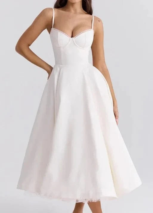 Best Quality Elegant Party Strap Cut Out Ruffle Double Layer Halter Sexy Dress Women