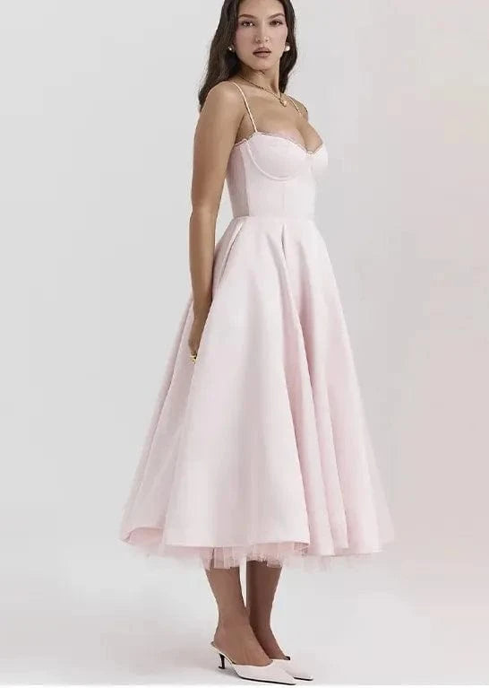 Best Quality Elegant Party Strap Cut Out Ruffle Double Layer Halter Sexy Dress Women